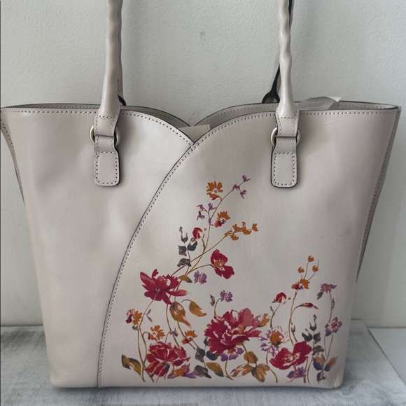 Patricia Nash Floral Leather Chalk White Floral Marion Tote Shoulder Bag - Picture 7 of 15
